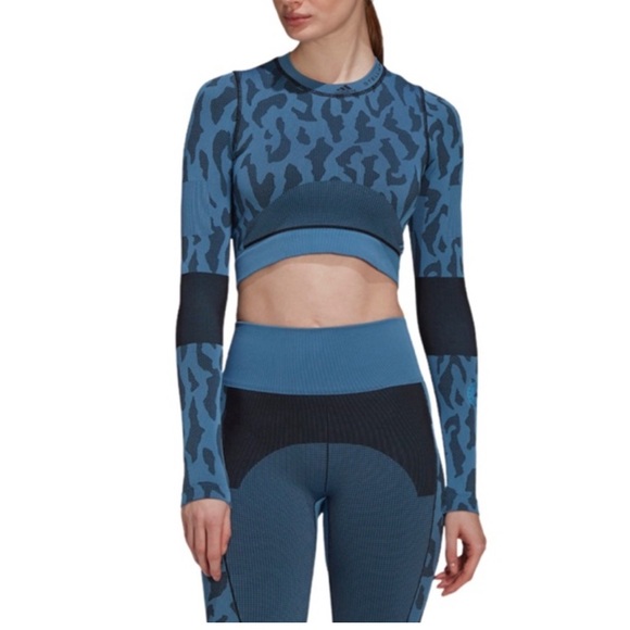 Adidas by Stella McCartney Tops - Adidas by Stella McCartney Blue Camo Seamless Crop Top & Leggings SET